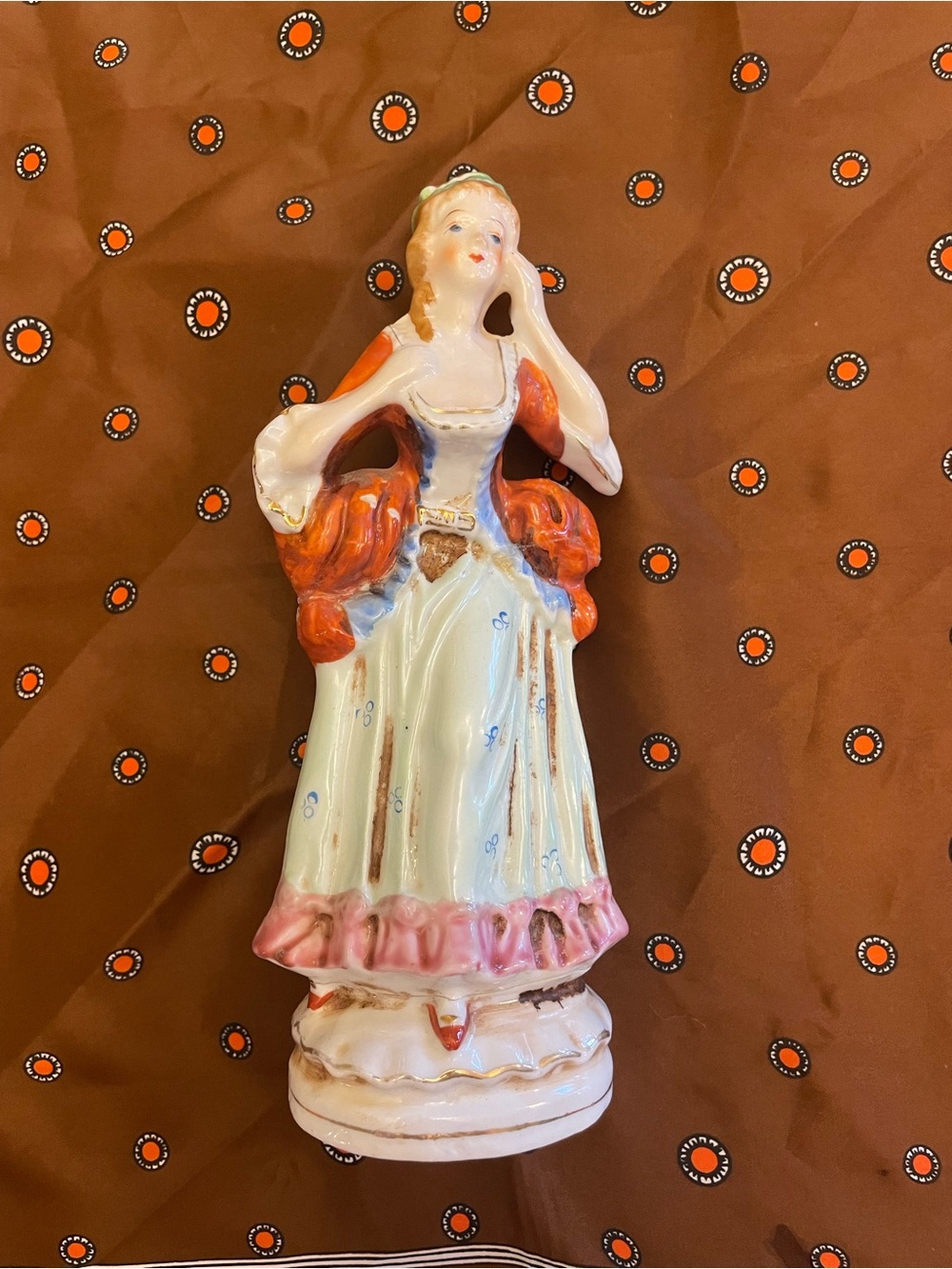 Vintage Porcelain Lady Figurine in Pastel Colors - Decorative Home Art